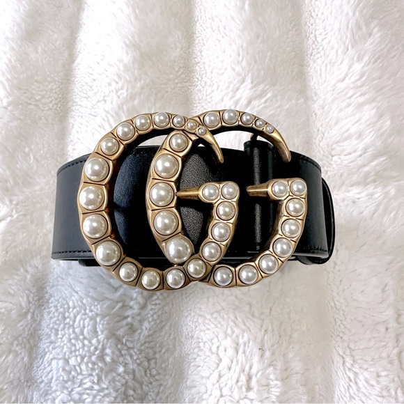 GUCCI Moon Calfskin Pearl Double G Belt - Picture 11 of 14